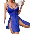 thumbnail image 4 of Faithtur Femmes Été 2PCS Lingerie Ensembles Dentelle Sans Manches Sling Robe de Nuit avec String Taille Basse, 4 of 6