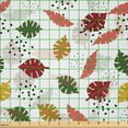 thumbnail image 2 of Ambesonne Tropical Fabric by the Yard Microfiber, Monsteras and Dots Pattern, 1 Yard, Ruby Charcoal Grey and Blush, 2 of 2