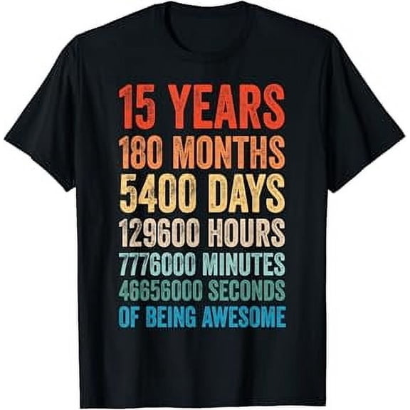 Present 15th Birthday Vintage 15 Years Retro T-Shirt