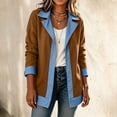 thumbnail image 5 of Warop Women's Sweatshirt with Denim Panel Lapel Button Long Sleeve Casual Outwear Top for Daily and Street, 5 of 7