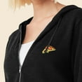 thumbnail image 5 of Dalix Pizza Embroidered Fleece Zip Washed Hoodie Cold Fall Winter Women in Black XS X-Small, 5 of 5