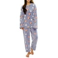 thumbnail image 2 of BILIKEYU Women's Winter Coral Fleece Pajama Set, Fall Pajamas, Flannel Pajamas for Women Set, Womens Pajamas, 2 of 4