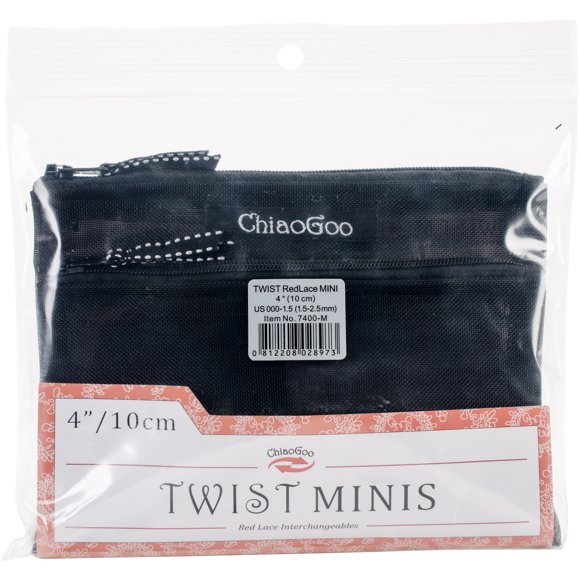 Twist Red Lace Interchangeable Knitting Needle 4" Tip Set-Mini