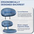 thumbnail image 4 of Misolant Vanity Chair with Back, Small Armless Cute Office Chair with Wheels and Lumbar Support, Comfy PU Leather Desk Computer Chairs with Adjustable Height, 360° Swivel for Home Bedroom, Navy Blue, 4 of 16