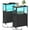 Black, variant on Small Narrow LED End Table with Charging Station, Side Table Outlets, Nightstand with 2 Cloth Drawers, Set of 2, Couch Table, for Living Room, Bedroom, Bedside, Brown TB01BB056