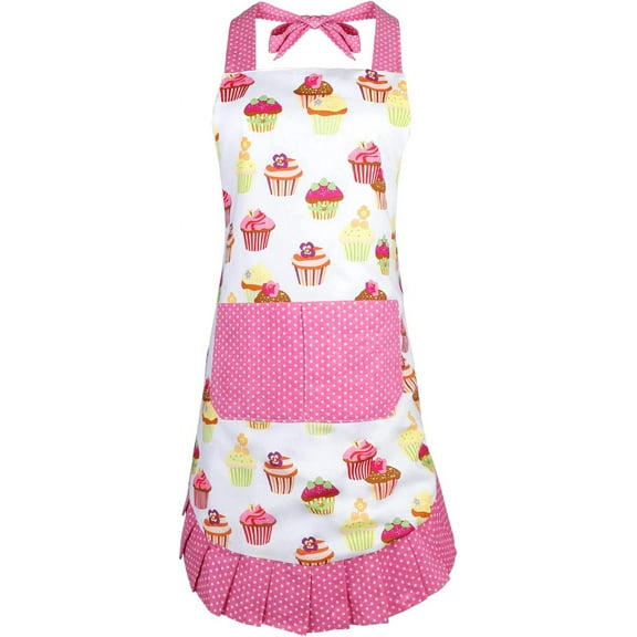 Yoqb Cupcake Apron for Adults, Cupcake Aprons for Women with Pocket, Kitchen Aprons with Adjustable Strap for Cooking, Baking, Grilling, and Gardening(Cupcake) A109