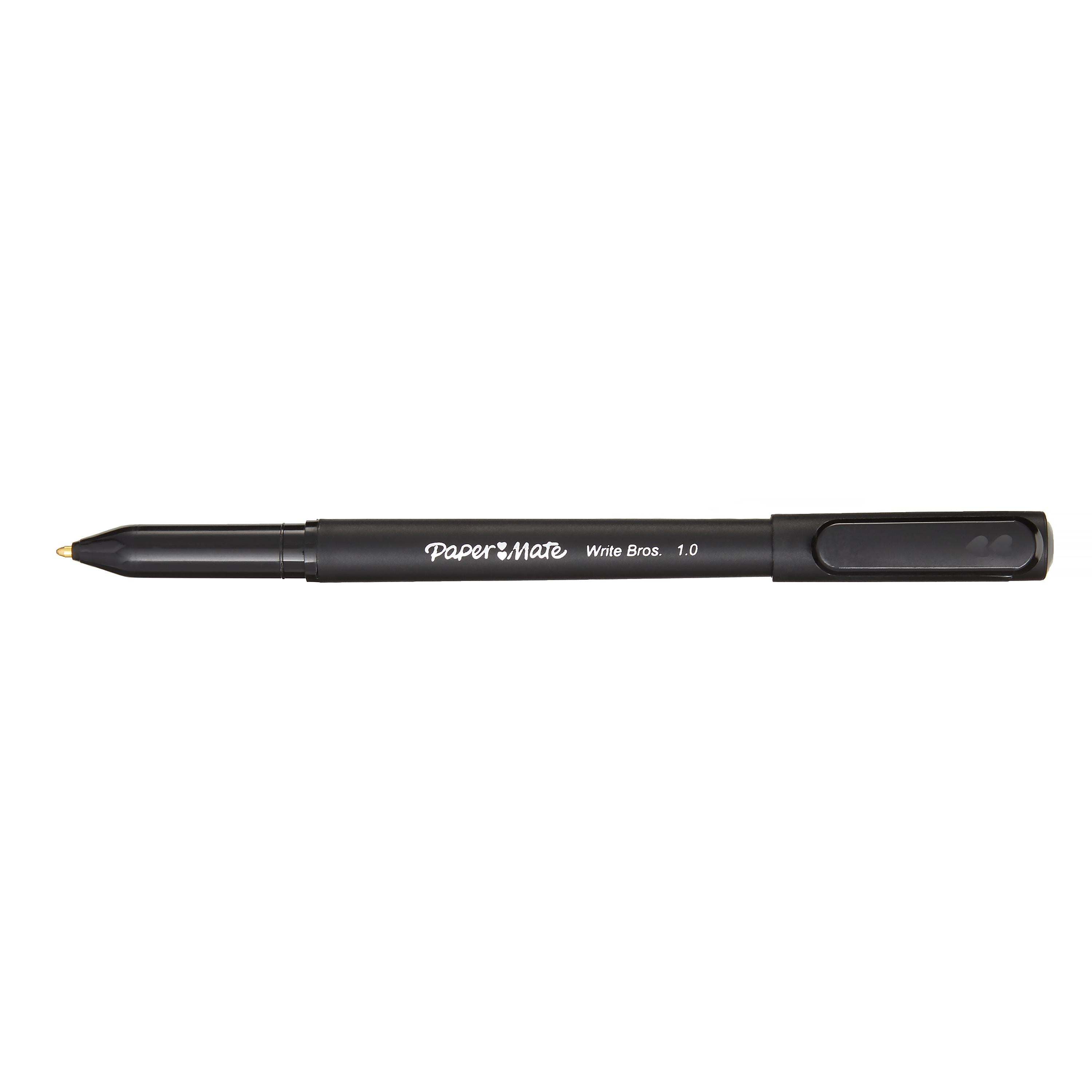 Paper Mate Write Bros. Ballpoint Pen, Fine 0.8 mm, Black Ink/Barrel, Dozen