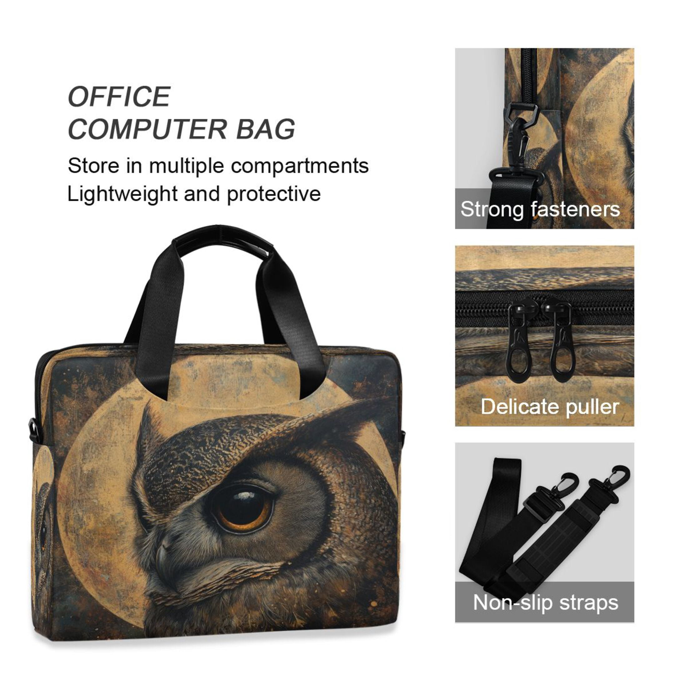 Laptop Bag Laptop Briefcase 15.7 x 3 x 11.8 Inches Laptop Bag Briefcases Laptop Storage Travel Laptop Bag Work Laptop Bag Owl under The Moon
