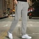 thumbnail image 1 of Pantalones largos para hombre, moda informal, lisos, con bolsillos, cintura con cordón, rectos, de poliéster, 1 of 6