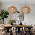 thumbnail image 2 of LittleGlovo Woven Rattan Pendant Light,Hand-Woven Water Plants Rattan Chandelier Boho Wicker Coastal Retro Ceiling Chandelier Lighting, 2 of 15