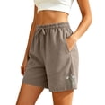 thumbnail image 5 of BUIGTTKLOP Cotton Shorts for Women Drawstring High Waisted Lounge Shorts Summer Casual Loose Embroidered Comfortable Breathable Shorts, 5 of 8