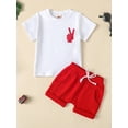 thumbnail image 2 of Coduop Baby Boy Independence Day Outfit Set Short Sleeve T-Shirt and Shorts Infant Boy Clothes Set, 2 of 9