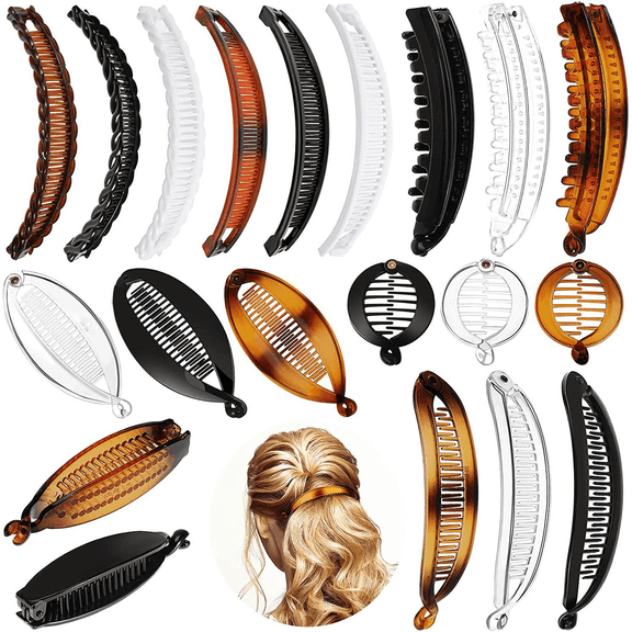 20PCS Banana Hair Clips Classic Hair Comb Banana Clips Ponytail Hair Holder for Women, 7 Styles