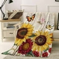 thumbnail image 2 of Sunflower Flannel Blanket for Bed, Farmhouse Roses Floral Vintage Butterfly Soft Cozy Warm Couch Throw Blanket, Lightweight Fluffy Plush Bedding Blankets for Sofa Decor All Season 60"x80", 2 of 7