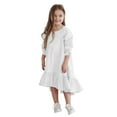 thumbnail image 2 of CHUOU Kids Little Girls Daily Dress Autumn Long Sleeve Solid Irregular Princess Dress Ruffle Casual Party Dresses Outfits Clothes, 2 of 5