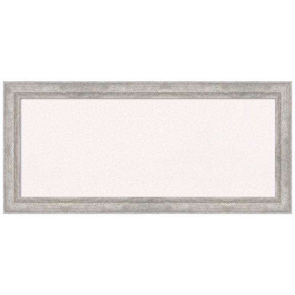 Amanti Art White Cork Board Wood Framed Angled Silver Bulletin Board 33 in. x 15 in.