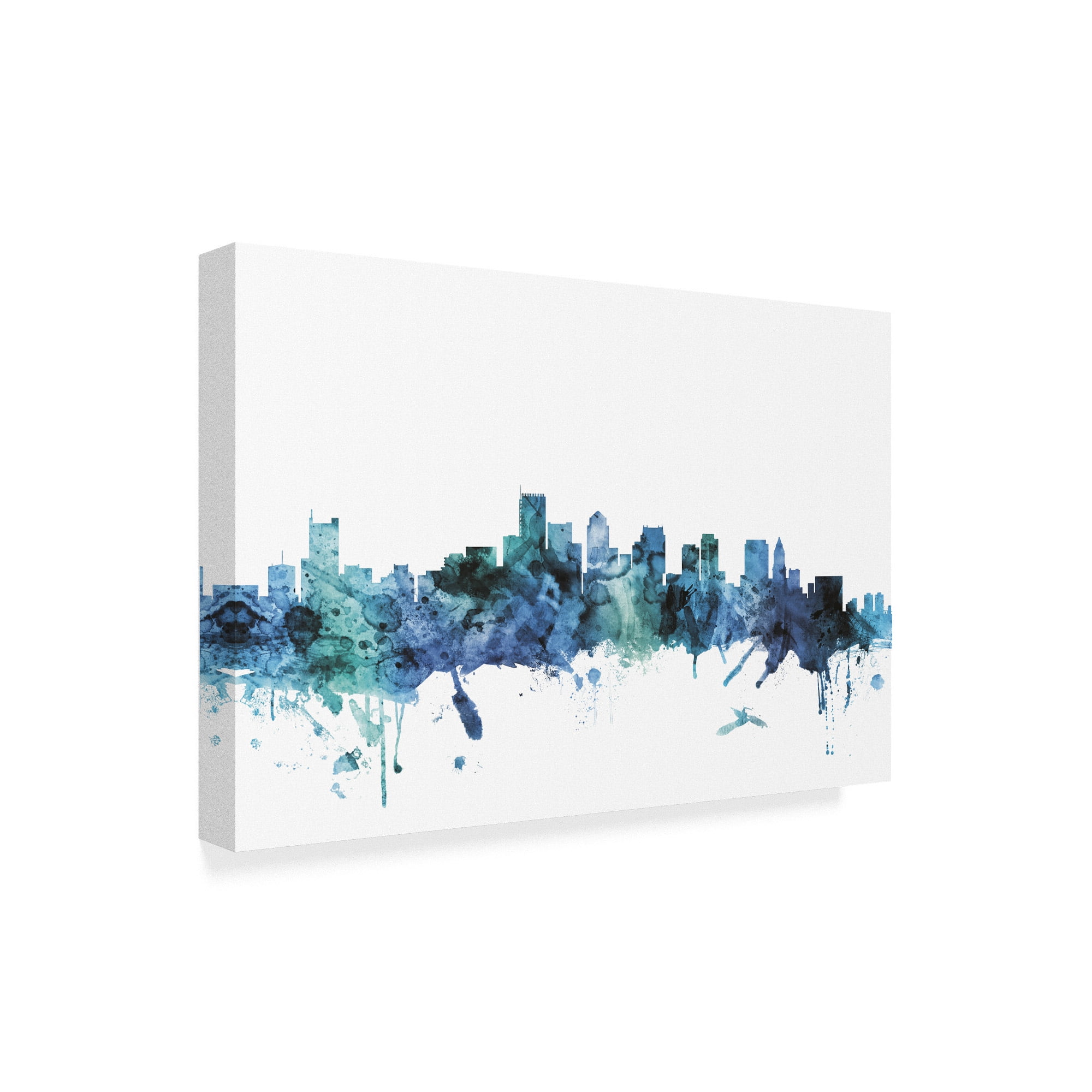 Trademark Fine Art 'Boston Massachusetts Blue Teal Skyline' Canvas Art by Michael Tompsett