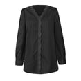 thumbnail image 4 of Timegard Plus Size Tops for Women Lace V Neck Puff Long Sleeve Dressy Casual Solid Color Tops Fall, 4 of 6