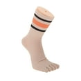thumbnail image 2 of Unique Bargains 1 Pair Five Toe Socks Soft Striped Socks for Women Beige, 2 of 6