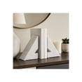 thumbnail image 3 of Decorative Marble Triangle Bookends - Stylish Book Accessories for Home Library and Table Accents - Modern Elegant Book Ends for Bookshelf, Office Spaces, or Desk Decoration - Set of 2, 6", White, 3 of 12