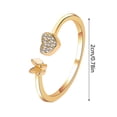 thumbnail image 3 of Fiaya Women Fashion Butterfly Heart Open Ring, 1pc Adjustable Sweet Rhinestone Rings, Daily Jewelry Accessories for Women Holiday Party Gift (Gold), 3 of 4