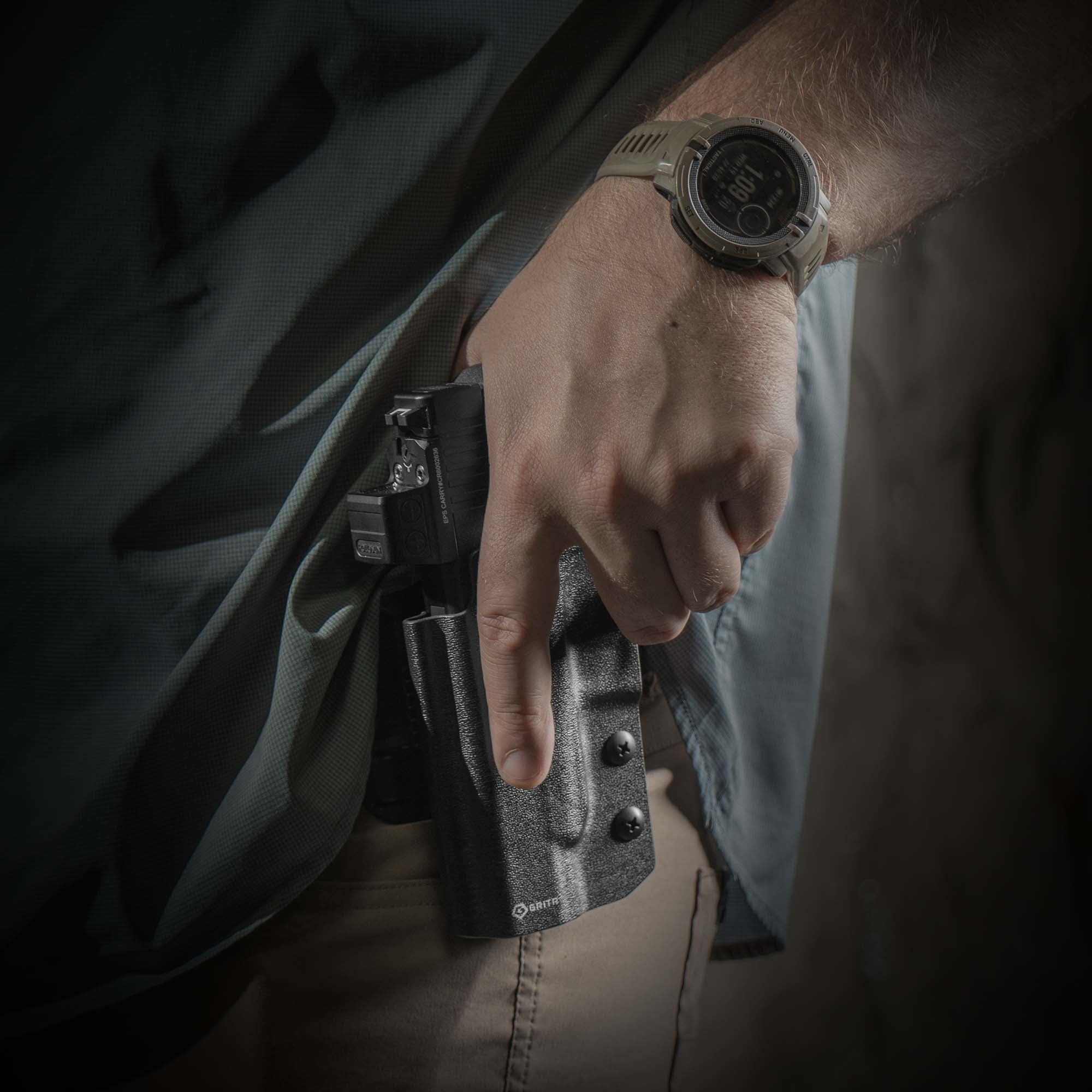 GRITR OWB Kydex Left Hand Gun Holster Compatible with Glock 48/G48 MOS