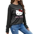 thumbnail image 2 of Hello Kitty Long Sleeve Shirts for Women Casual Crew Neck Basic Fall Tops Loose Fit Comfy DarkGray 21Inch, 2 of 5
