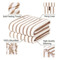 2-Pieces Bath Towel Set For Bathroom,Stripe Pattern,Soft And Ultra Absorbent, 30"x60"