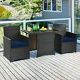 thumbnail image 2 of Topbuy 3 Piece Steel PE Rattan Sponge Tempered Glass Dining Furniture Sets Mix Brown/Navy, 2 of 9
