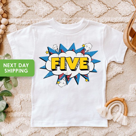 Bella Canvas 5th Birthday Toddler Shirt, Retro Five Kids Birthday Shirt, Fifth Birthday Boys Girls Kids Tee