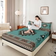 thumbnail image 4 of jejeloiu Rustic Western Aztec Twin Sheet Sets,Retro Bohemian Geometric Twin Fitted Sheet,Cyan Brown Flat Sheet For Men Women,Home Decor,3-Piece, 4 of 7