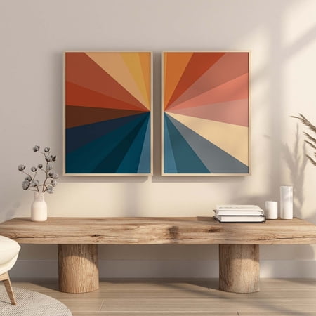 Retro Colorful Wall Art Print Set Of 2 With Modern Home Decor