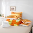 thumbnail image 5 of Homewish Orange Buffalo Plaid Twin Bedding Sets 7-Piece for Adult, Fashion Stripe Lines Bedding Comforter Set, Chic US Flag Reversible Sheet Sets, Breathable Home Decor, 5 of 7