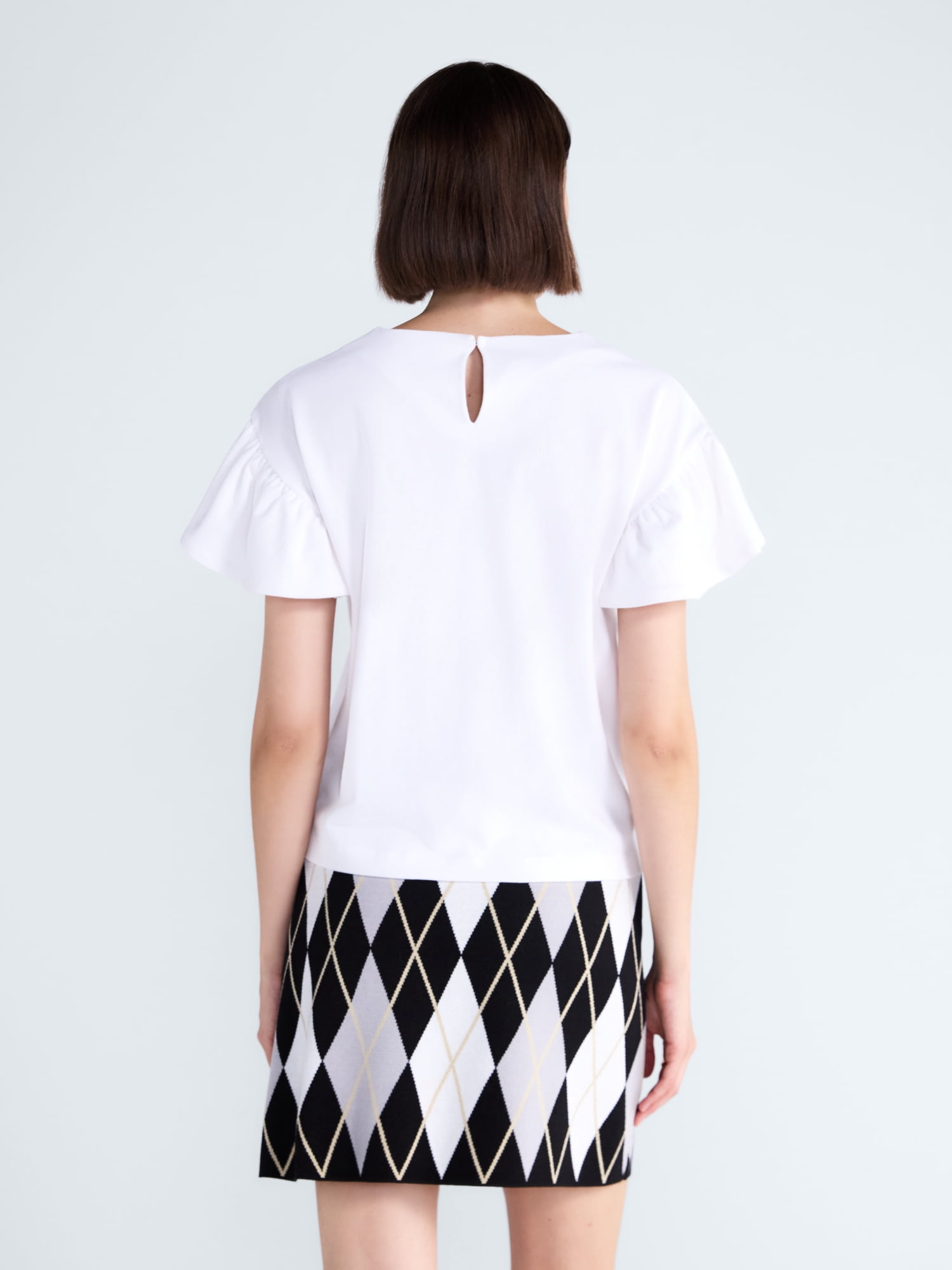 Free Assembly Women's Cotton Crewneck Top with Flutter Sleeves, Sizes XS-XXL