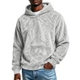 thumbnail image 2 of qafoshin Mens Warm Fuzzy Hoodies Fall Winter Casual Fleece Hooded Sweatshirt Fashion Solid Color Pullover Tops S-3XL, 2 of 6