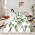 thumbnail image 3 of Manfei Watercolor Diamond Geometric Twin Comforter Sets, Green Metalic Bedding Set, Green White, Reversible 2pcs, 1 Comforter and 1 Pillowcase, 3 of 6