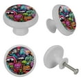 thumbnail image 4 of Graffiti Glow-in-the-Dark Fluorescent Drawer Pulls with Screws - Round 4-Pack, Suitable for Cabinets, Wardrobes, Dressers - Cabinet Knobs, Drawer Knobs, and Drawer Pulls, 4 of 6