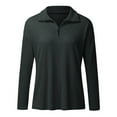 thumbnail image 3 of iOPQO sweatshirt for women Women's Winter Fashion Half Zipper Holiday Solid Color Sweater Top Blouse Long Sleeve Crew Neck Half Zip Dark Gray M, 3 of 6