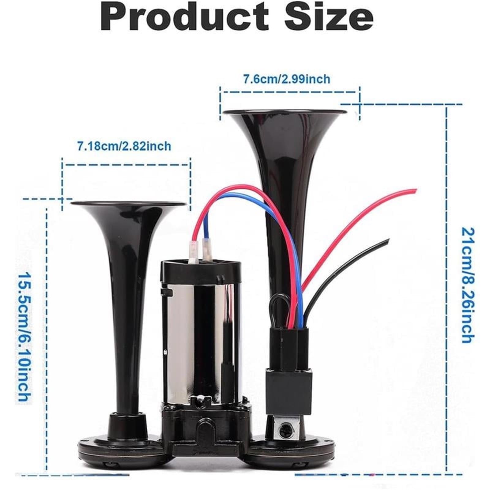 600DB Super Train Horns with Compressor | Waterproof Air Horn Replacement Kit for Cars, Trucks, and Motorcycles | Easy to Install, High-Volume Alert System for Enhanced Safety on the Road
