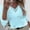 Sky Blue, variant on AOOCHASLIY Tops Clothes Women Fashion Printed V-neck Soft Patchwork 3/4 Sleeve T-shirt Tops Blouse