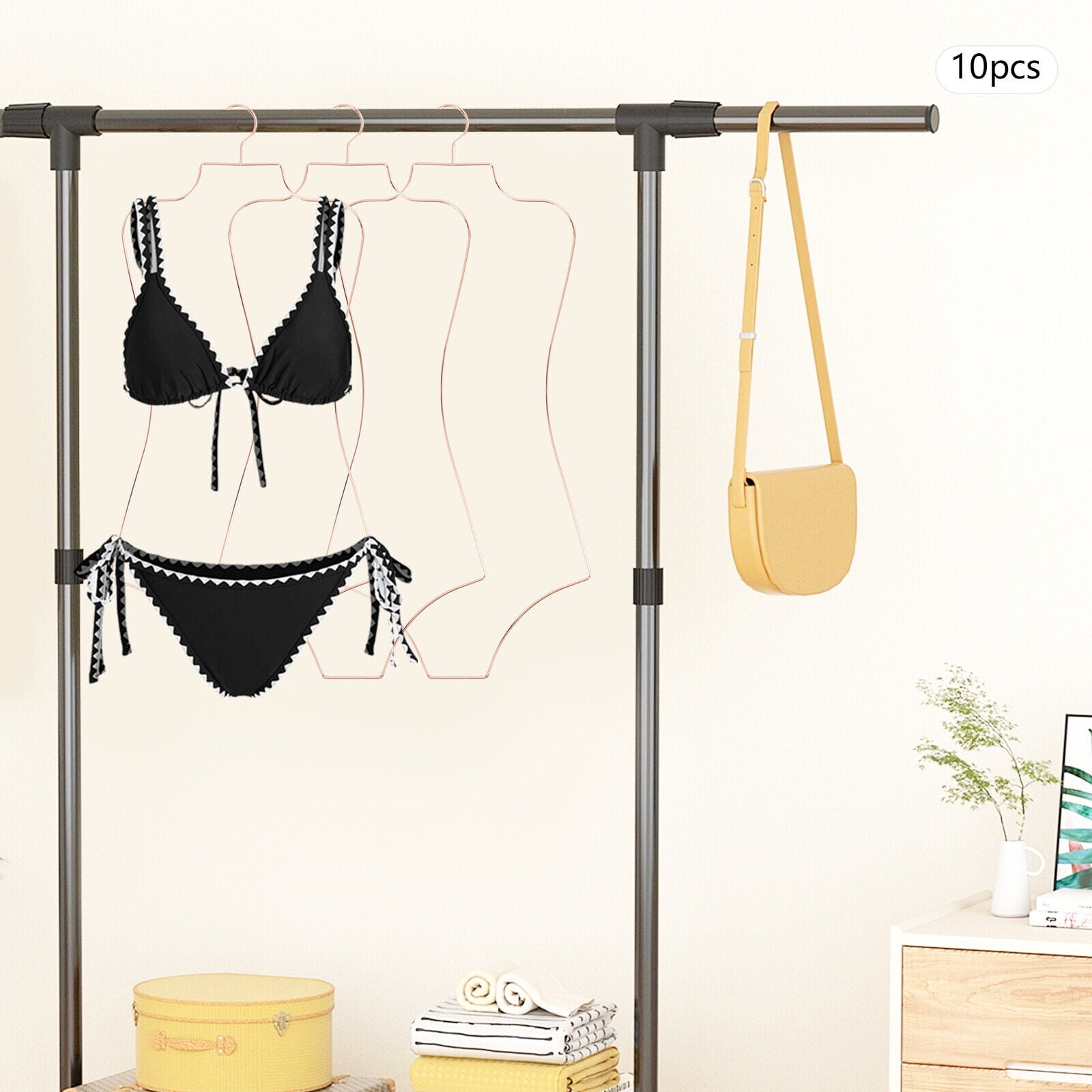 10Pcs Gold Swimsuit Hangers, Iron Body Shape Bikini Display Hanger for Bathing Suit Swimsuits Lingerie Pajamas Underwear for Home Boutique Retail Shop Closet