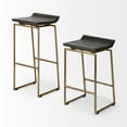 thumbnail image 6 of Mercana Givens 30.25" Seat Height Brown Wood Seat Gold Metal Base Stool, 6 of 7