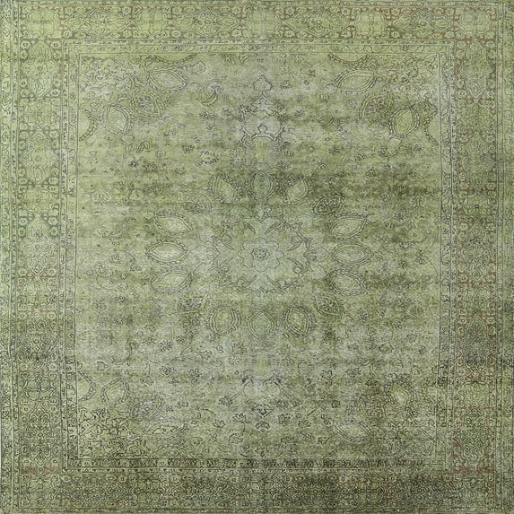 Ahgly Company Machine Washable Indoor Square Industrial Modern Olive Green Area Rugs, 6' Square