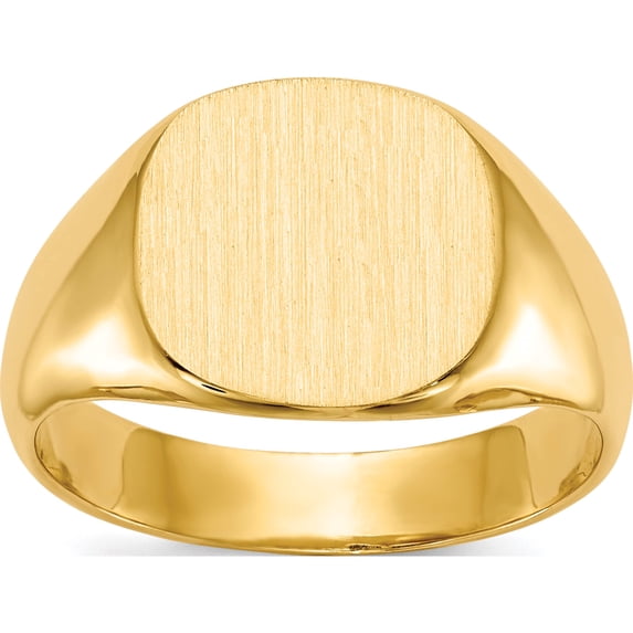 14K Yellow Gold 12.5X13.5mm Closed Back Men's Signet Ring (Size 9) Made In United States rs301