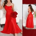 thumbnail image 2 of Women's Mesh Dress Slip Cowl Neck Maxi Dress Bodycon Mermaid Long Evening Dress for Party Cocktail Wedding Guest Prom Red S, 2 of 7