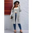 thumbnail image 4 of Plus Size  - Soft Knit Cardigan Long Sleeve Open Front Coat with Pockets Grey XXXL, 4 of 5
