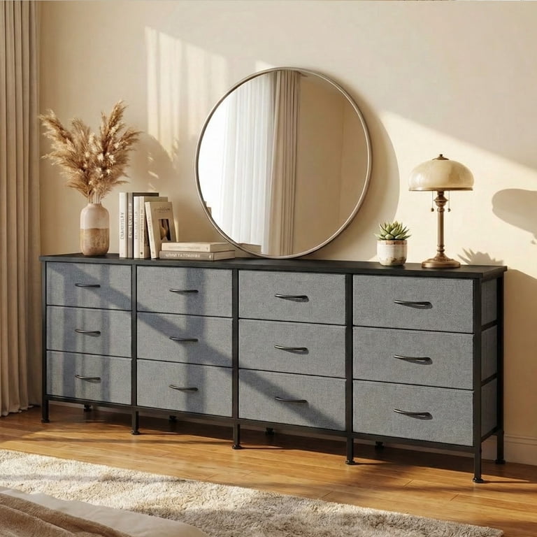 edx 12 Drawer Dresser for Bedroom, 70.9" Fabric Chest, TV Stand for 65, 80 inch TV, Wide Storage Organizer for Closet, Hallway & Living Room, Gray - Walmart.com edx 12 Drawer Dresser for Bedroom, 70.9" Fabric Chest, TV Stand for 65, 80 inch TV, Wide Storage Organizer for Closet, Hallway & Living Room, Gray - Walmart.com