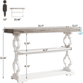 thumbnail image 3 of 55" Farmhouse Console Table, 3-Tier Rustic Entryway Table with French Country Charm, Grey Wood Grain Top & Floral Moldings for Entryway, Living Room & Sofa Behind, 3 of 5