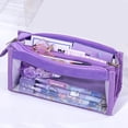 thumbnail image 4 of Bolsa de lápices de gran capacidad de seis capas, suministros de papelería, estuche transparente estético para bolígrafos, bolsa para lápices con cremallera para niñas, suministros escolares, 4 of 4