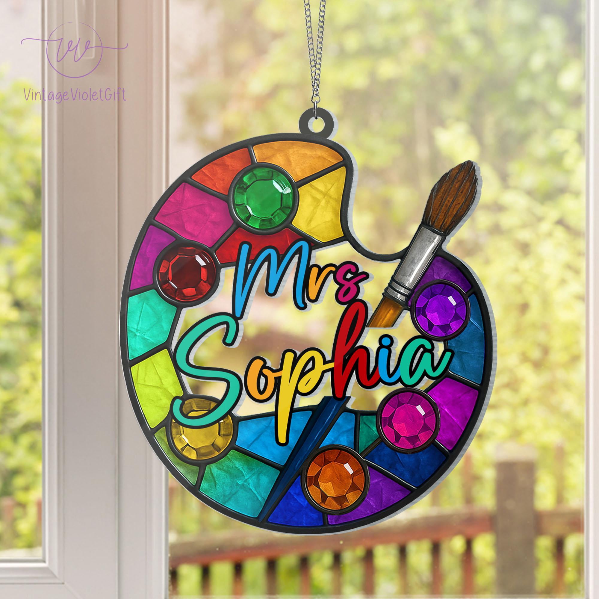 Paint Palette ACRYLIC Suncatcher, Personalized Art Teacher Sign, Teacher Appreciation Gift, Art Teacher Window Hanging, Art Graduate Gift 4315356513 4833